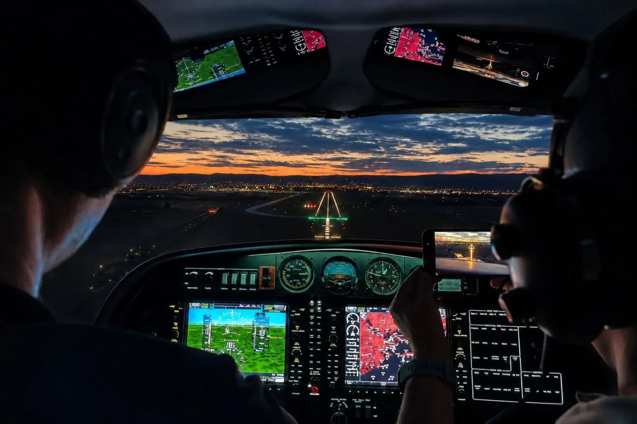 Nočný let pilotom lietadla na skúšku Bratislava