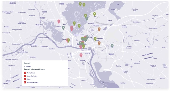 Google Maps API integration, content filtering on the map
